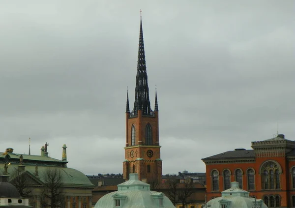 Suède Stockholm Flèche Église Riddarholmen — Photo