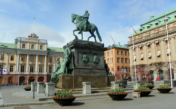 Suède Stockholm Gustav Adolfs Torg Statue Équestre Roi Gustav Adolf — Photo