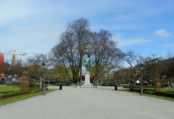 Suécia Estocolmo Praça Carlos Xii Estátua Karl Xii — Fotografia de Stock