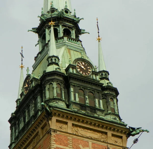 Estocolmo Suecia Tyska Brinken Iglesia Alemana Campanario Reloj — Foto de Stock