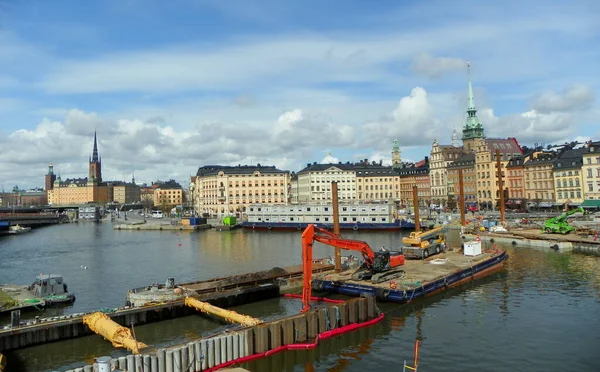 Schweden Stockholm Bau Der Brücke Bei Katarinavagen — Stockfoto