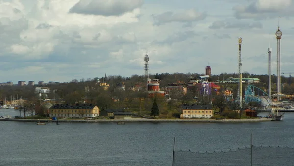 Schweden Stockholm Blick Auf Djurgarden Mit Skeppsholmen — Stockfoto