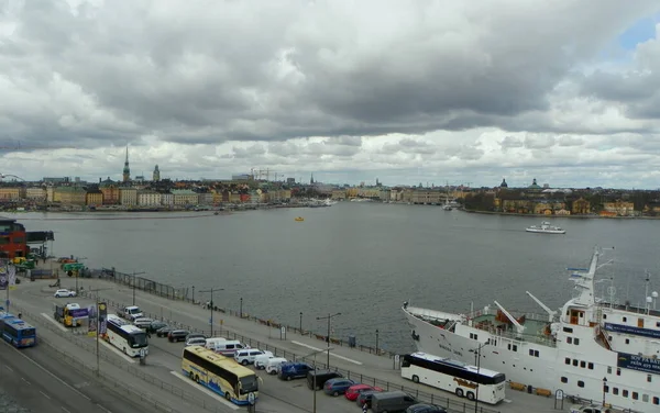 Schweden Stockholm Blick Auf Gamlastan Und Waldemarsviken Mit Sodermalm — Stockfoto