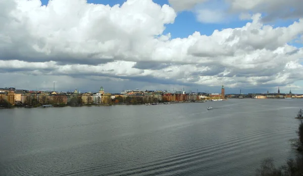 Suécia Estocolmo Panorama Kungsholmen Riddarfjorden Vasterbron — Fotografia de Stock