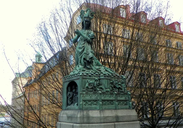 Svédország Stockholm Kopmantorget Bronz Másolata Hercegnő George Dragon — Stock Fotó