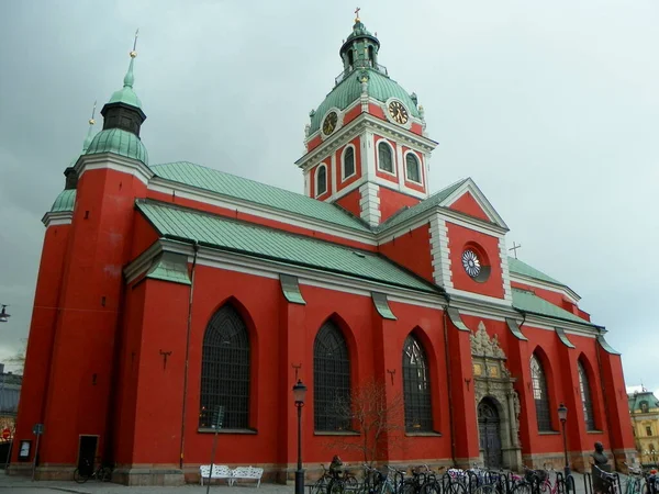 Σουηδία Στοκχόλμη Vastra Tradgardsgatan Εκκλησία Του Αγίου Ιακώβου — Φωτογραφία Αρχείου