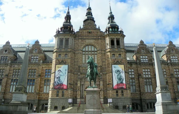 Suécia Estocolmo Djurgarden Island Carl Gustav Suécia Estátua Perto Museu — Fotografia de Stock