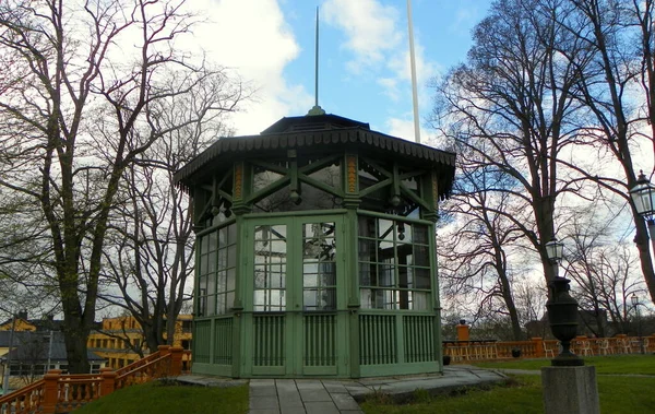 Sveç Stockholm Curgarden Adası Hasselbacken Restoranı Restoran Bölgesinde Çardak — Stok fotoğraf