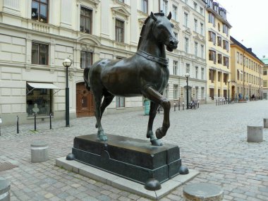 İsveç, Stockholm, Blasieholmstorg 'da binicilik heykeli