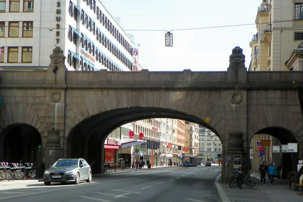 Suécia Estocolmo Kungsgatan Vista Das Escadas Ponte — Fotografia de Stock