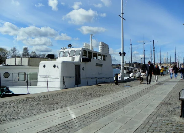 Sweden Stockholm Strandvagen Embankment Sunny Day — Stock Photo, Image