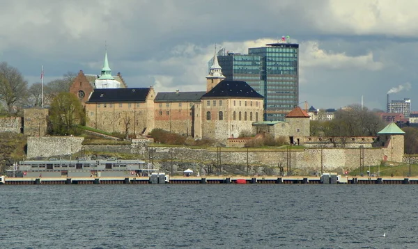Norwegen Oslo Blick Auf Die Festung Akershus Vom Oslofjord Aus — Stockfoto