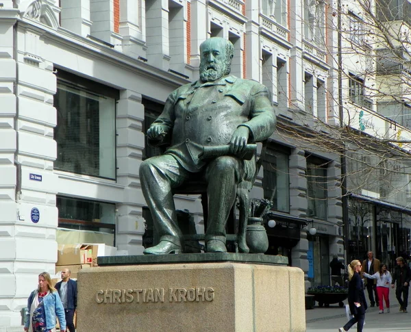 Statue Von Christian Krohg Egertorget Karl Johans Tor Oslo Norwegen — Stockfoto