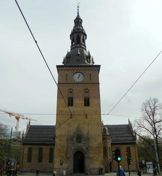 Norwegen Oslo Karl Johans Tor Osloer Kathedrale — Stockfoto