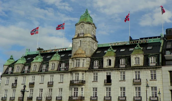 Noruega Oslo Karl Johans Gate Grand Hotel —  Fotos de Stock