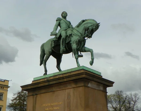 Noorwegen Oslo Standbeeld Van Koning Karl Johan — Stockfoto