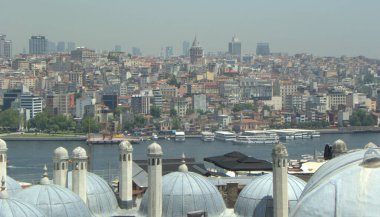 Türkiye, İstanbul, Süleyman Mah., Süleyman Camii, kentin, körfezin ve Galata Kulesinin manzarası