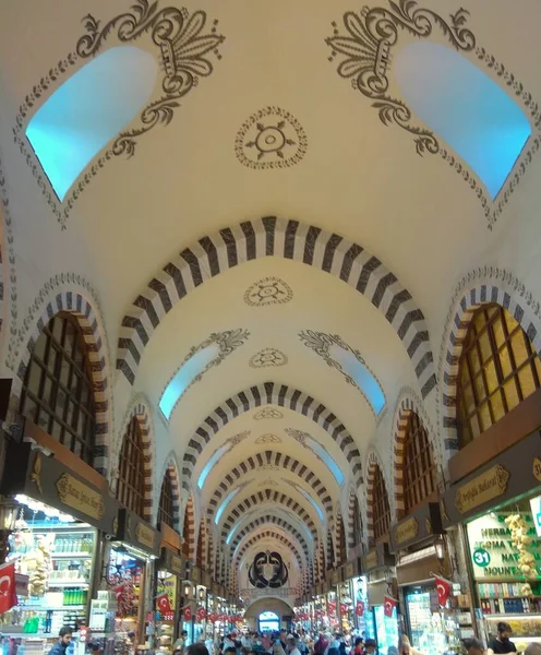 Turquia Istambul Rustem Pasa Fatih Spice Bazar Interior Teto Passagem — Fotografia de Stock
