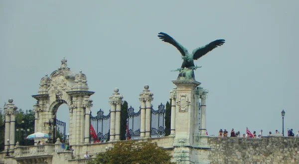 Hongarije Boedapest Standbeeld Van Turul Buda Castle Hill — Stockfoto