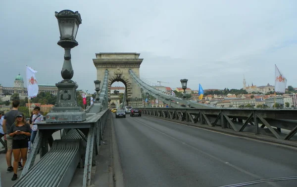 Венгрия Будапешт Цепной Мост Общий Вид Моста — стоковое фото