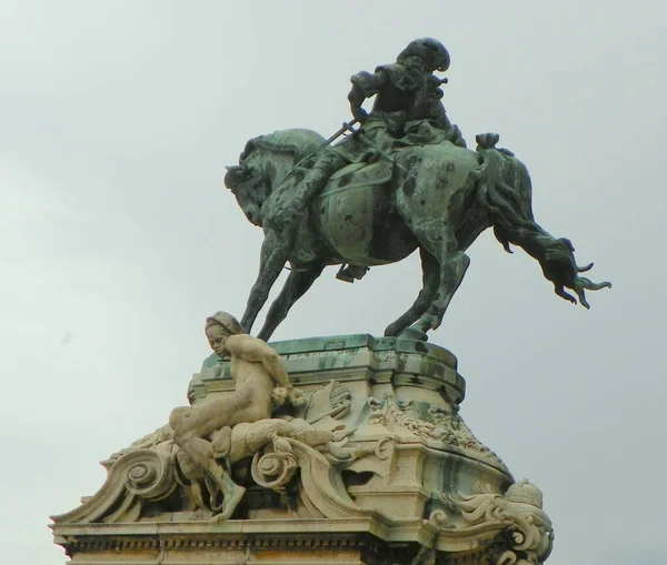 Hongarije Boedapest Kasteel Buda Standbeeld Van Prince Eugene Van Savoye — Stockfoto