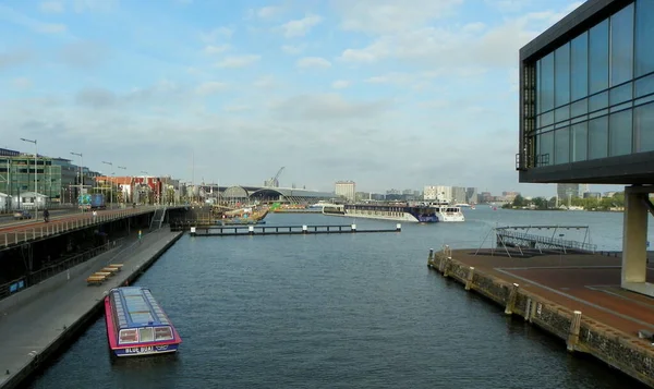 Pays Bas Amsterdam Piet Heinkade Vue Sur Avenue Gare Centrale — Photo