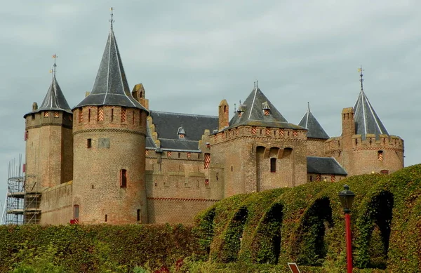 Holanda Castelo Muiden Jardins Históricos Vista Fortaleza — Fotografia de Stock