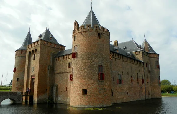 Pays Bas Château Muiden Apparence Forteresse Douves Avec Eau — Photo