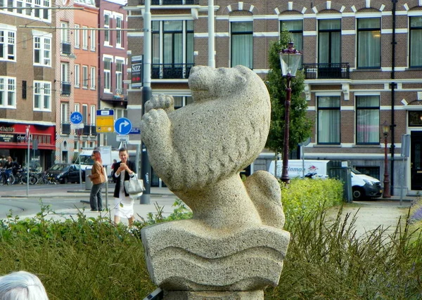 Nizozemí Amsterdam Weteringschans Socha Lva — Stock fotografie