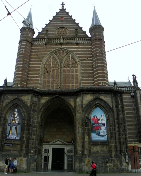 Ολλανδία Άμστερνταμ 143 Nieuwezijds Voorburgwal Nieuwe Kerk Πρόσοψη Της Εκκλησίας — Φωτογραφία Αρχείου