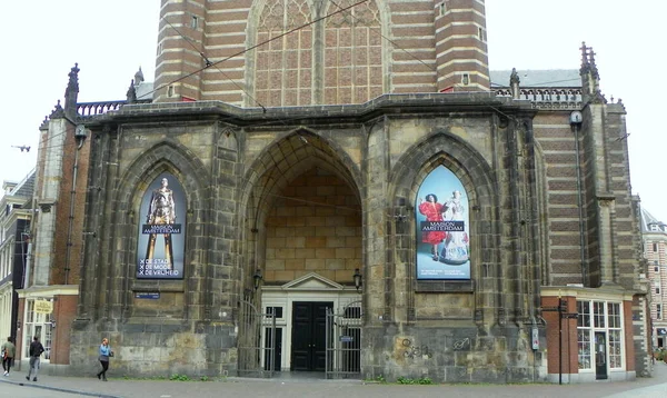 Nizozemsko Amsterdam 143 Nieuwezijds Voorburgwal Nieuwe Kerk Hlavní Vchod Kostela — Stock fotografie