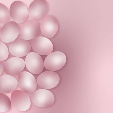 Paskalya arkaplanı pembe yumurtalar ve mesajınız için boşluk