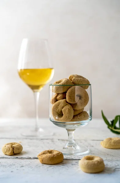Sweet Italian Cookies Taralli Made White Wine Sugar Olive Oil — Stok fotoğraf