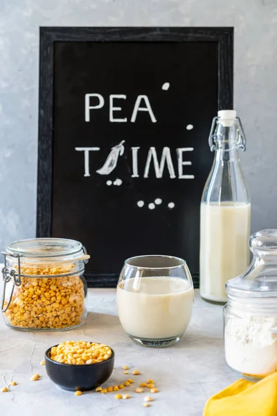 Vegan Healthy Pea Products Milk Flour Seeds Yellow Napkin Mockup Imagine de stoc