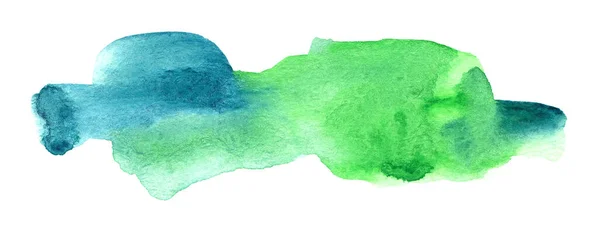 Pintura Acuarela Verde Turquesa Sobre Fondo Blanco Aislado Textura Pincel — Foto de Stock