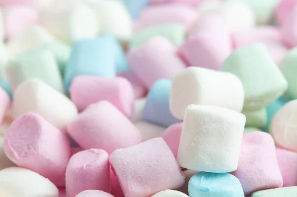 色彩斑斓的棉花糖背景紧密相连 蓬松可爱的棉花糖 — 图库照片