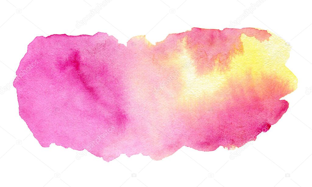 Abstract gradient pink and yellow watercolor on white background