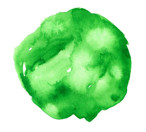 Grüne Aquarell Kunst Handfarbe Auf Weißem Hintergrund Isoliert Pinselstruktur Für — Stockfoto