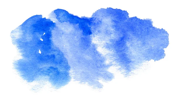 Azul Céu Aquarela Mão Mancha Desenhada Textura Grãos Papel Branco — Fotografia de Stock