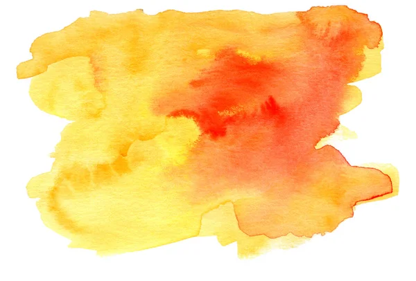 Amarelo Aquarela Mão Mancha Desenhada Sobre Papel Branco Textura Grãos — Fotografia de Stock