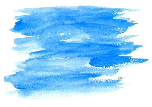 テキストやロゴのための青い水彩画の形状の背景 手描き抽象水彩画クリップアートステイン — ストック写真