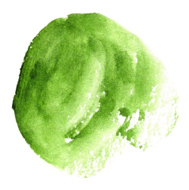 Soyut yeşil suluboya şekli. Beyaz üzerine izole edilmiş suluboya el lekesi