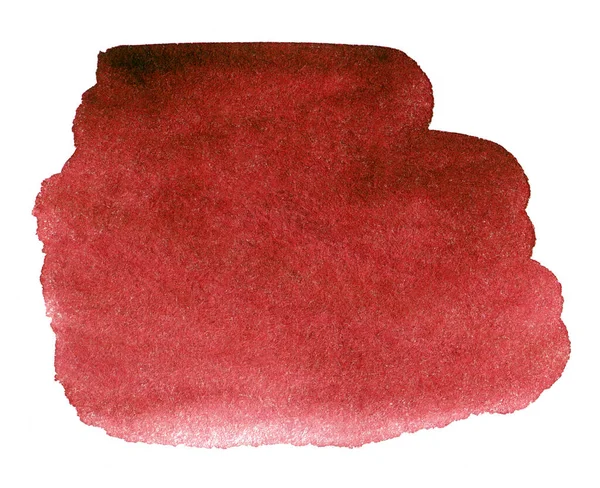 Forma Aquarela Vermelha Abstrata Mancha Desenhada Mão Aquarela Isolada Branco — Fotografia de Stock