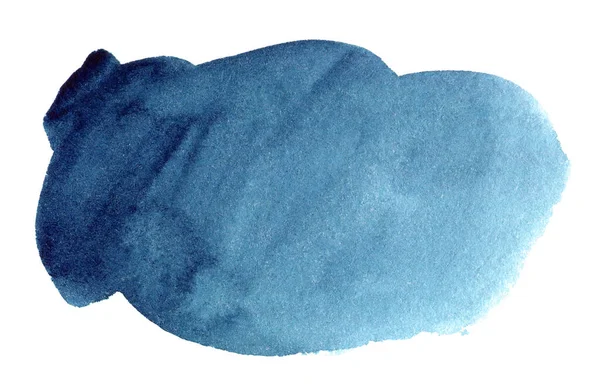Mancha Azul Aquarela Desenhada Mão Textura Grãos Papel Branco Abstrato — Fotografia de Stock