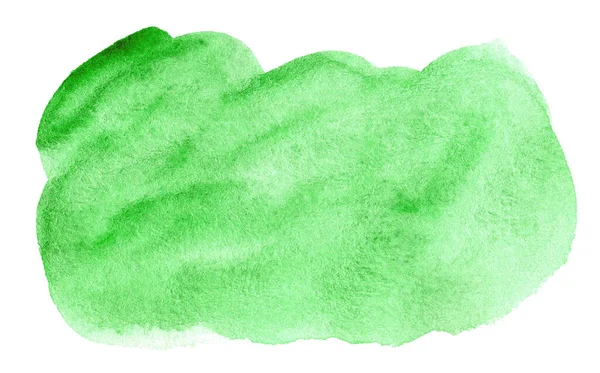 Forma Acuarela Verde Abstracta Mancha Acuarela Dibujada Mano Aislada Blanco — Foto de Stock