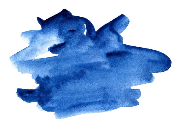 Μπλε Ακουαρέλας Χέρι Που Λεκές Λευκό Χαρτί Grain Υφής Αφηρημένη — Φωτογραφία Αρχείου
