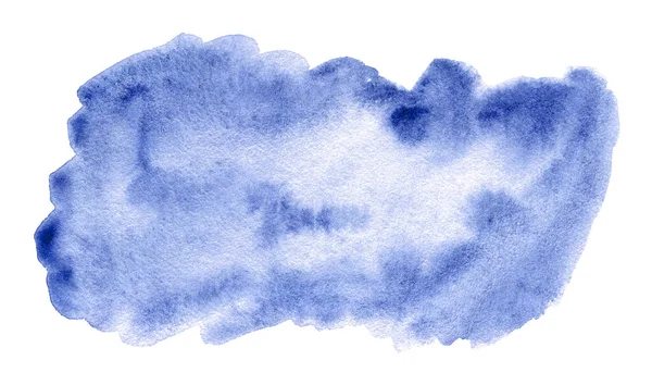 Mancha Azul Aquarela Desenhada Mão Textura Grãos Papel Branco Abstrato — Fotografia de Stock