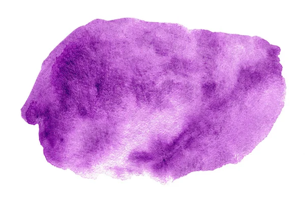 白紙の木目の質感に紫色の水彩手描き汚れ 抽象水彩画絵筆スプラッシュ背景 — ストック写真