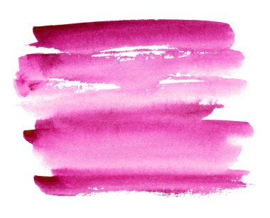 Soyut pembe suluboya şekilli arka plan beyaza izole edilmiş. Logo veya metin için suluboya klip sanatı