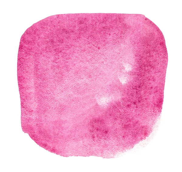 Mancha Dibujada Mano Acuarela Rosa Sobre Textura Grano Papel Blanco — Foto de Stock